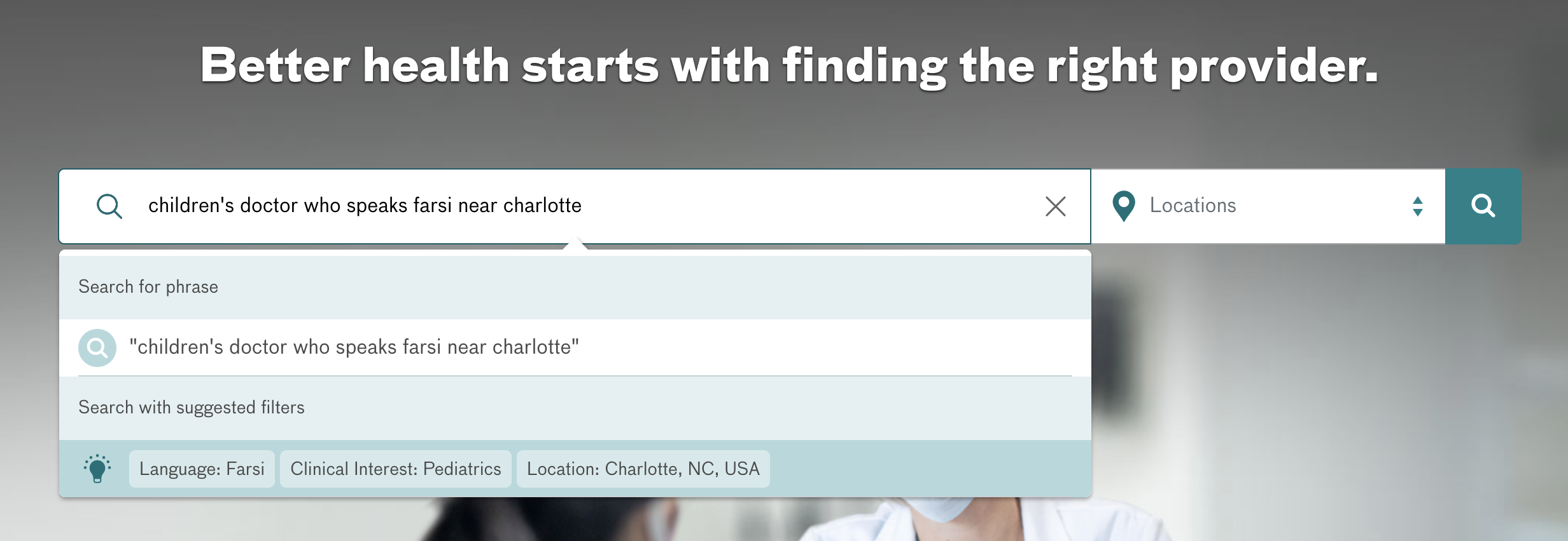 Screenshot of Project: A Natural Language Healthcare Provider Search